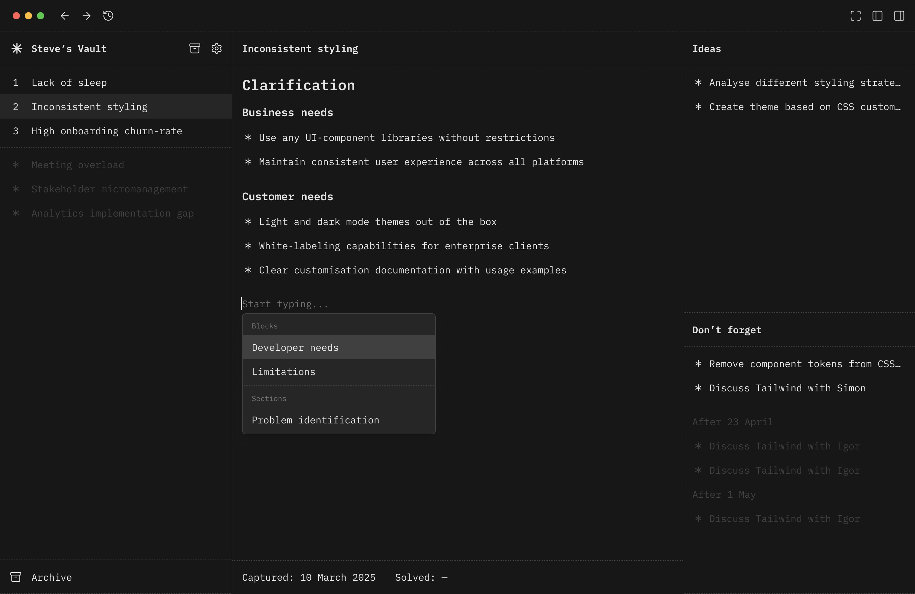 Product screen
